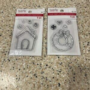 2 sets of Recollections Holiday Clear Stamp Set - Christmas